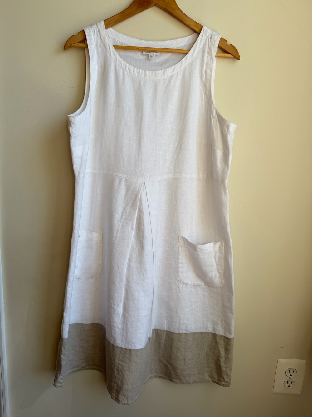 J. Jill 100% Linen Sleeveless Shift Dress With Pockets 100% Cotton Lined Size M